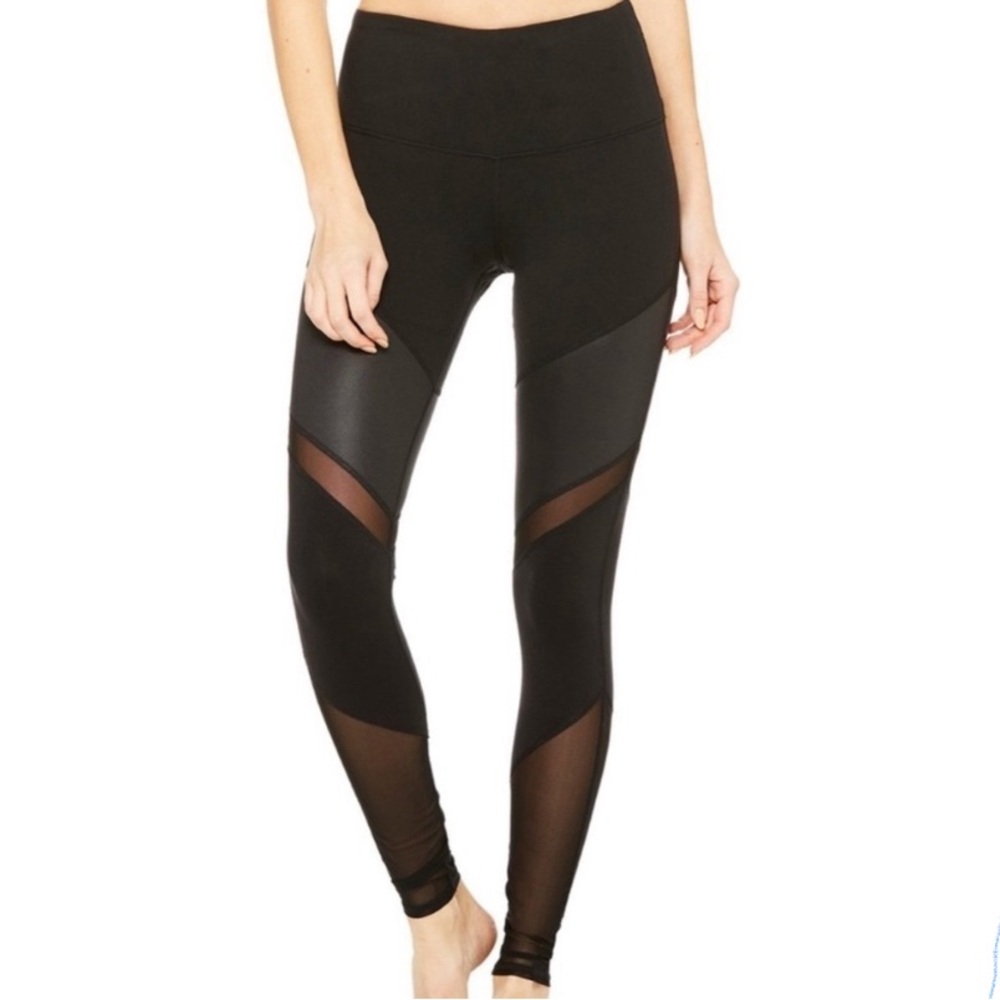 ALO leggings with mesh and faux leather details XS